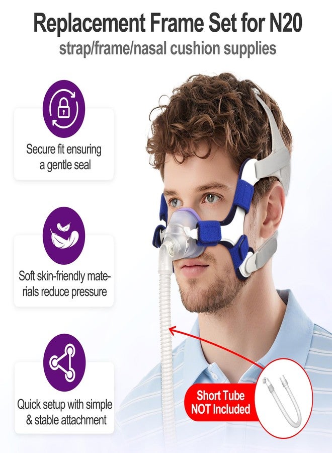 MEDICOLOR Improved Set for Airfit N20 & Airtouch N20, Includes Strap, Nasal Cushion Mask, Frame, Comfortable&Washable CPAP Supplies by MEDICOLOR, Medium - Image 3